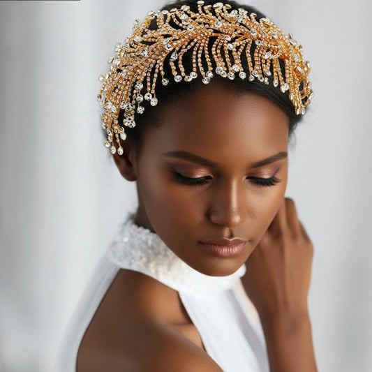 Handmade rhinestone silk hair chain with tassel design
Gold crystal hair accessory with S-shaped arc style
Silver rhinestone headpiece with flowing tassels
Statement hair jewelry for women street style fashion