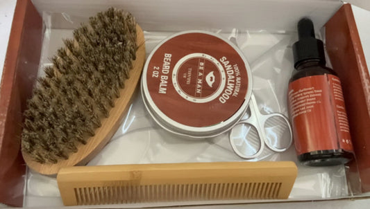 Premium Beard Care Kit for Men – Sandalwood Oil, Balm & Grooming Tools Gift Set