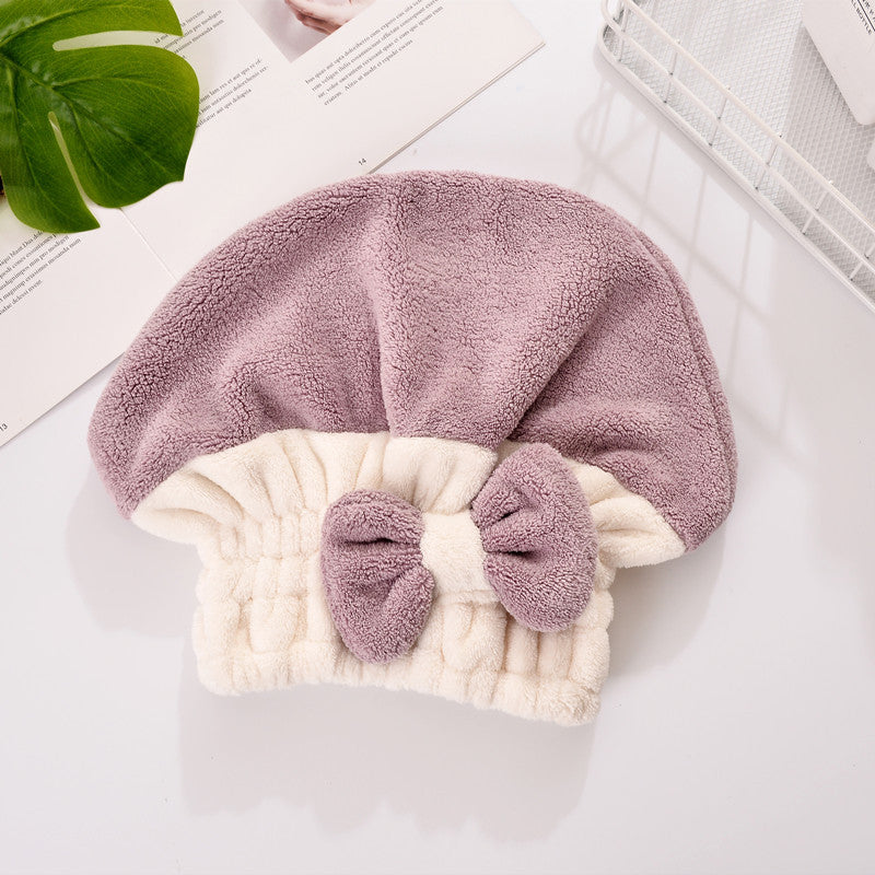 Cute bow hair drying turban towel
Coral fleece hair cap for fast moisture absorption
Lightweight hair drying bonnet towel