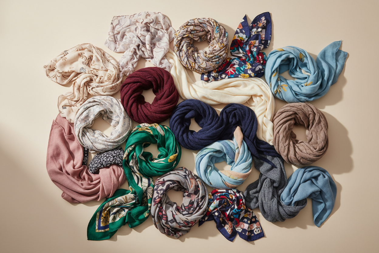 Women’s lightweight versatile scarf for casual, professional, or evening wear. Soft fabric drapes beautifully around the neck, shoulders, or as a head wrap, adding effortless style, subtle warmth, sun protection, and timeless elegance.