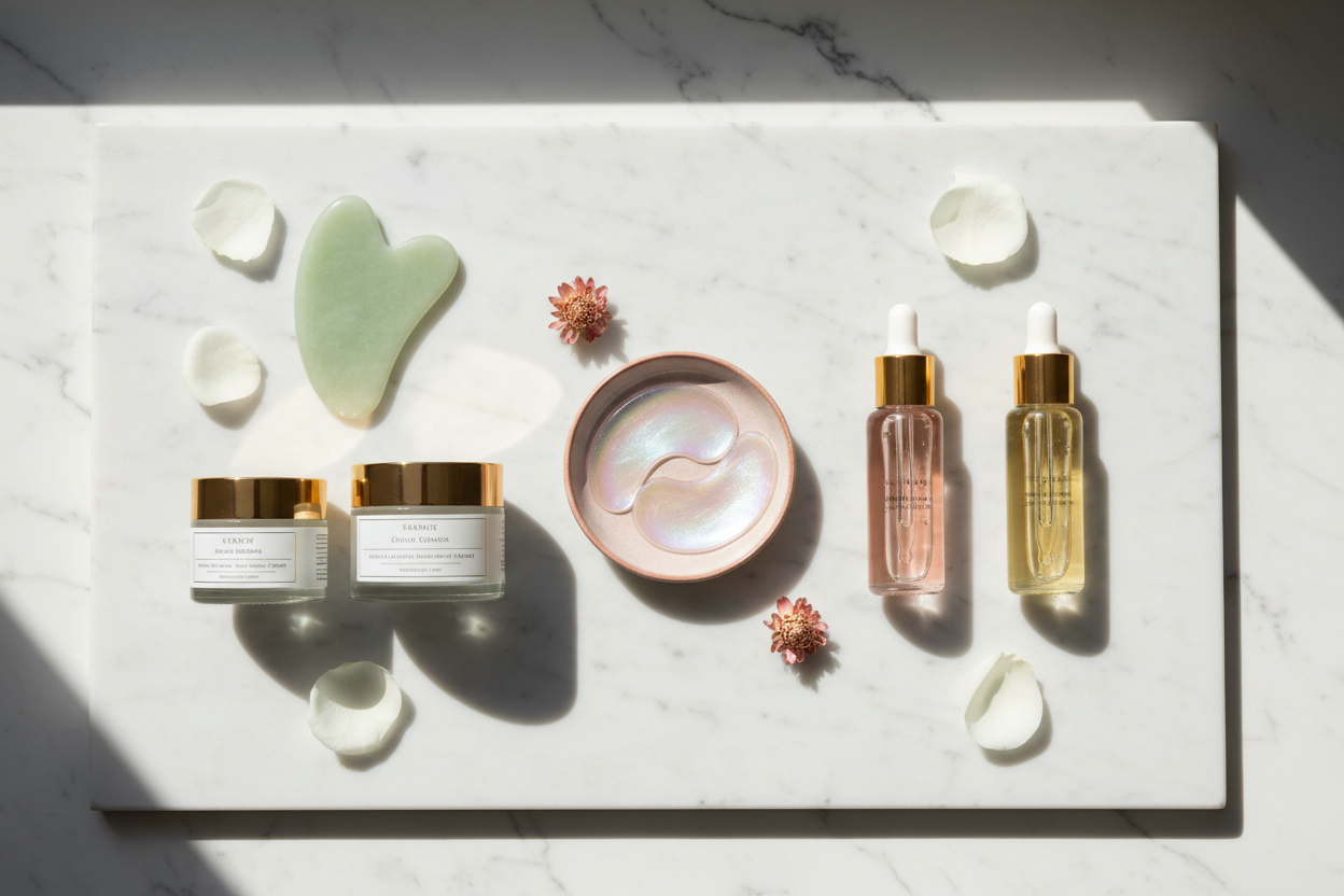 Curated facial and beauty collection for healthy, glowing skin Essentials to refresh, hydrate, and revitalize skin and hair Spa-like home beauty and self-care accessories Complete set for effortless daily grooming and skincare