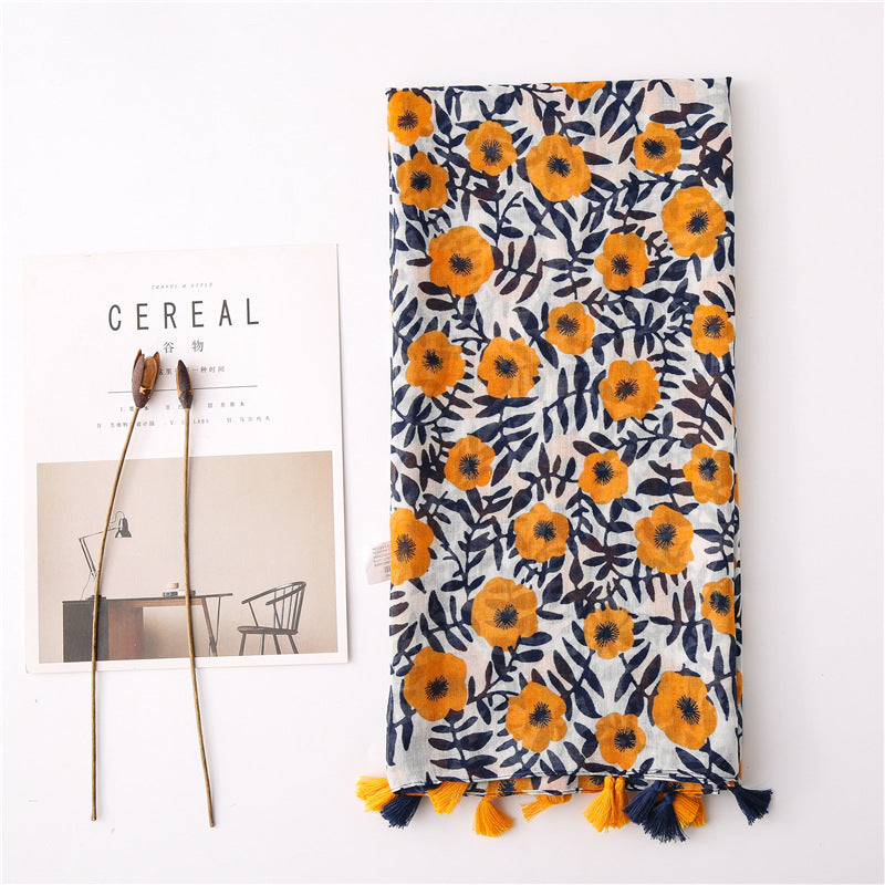 Retro Bohemian Cotton-Linen Scarf.