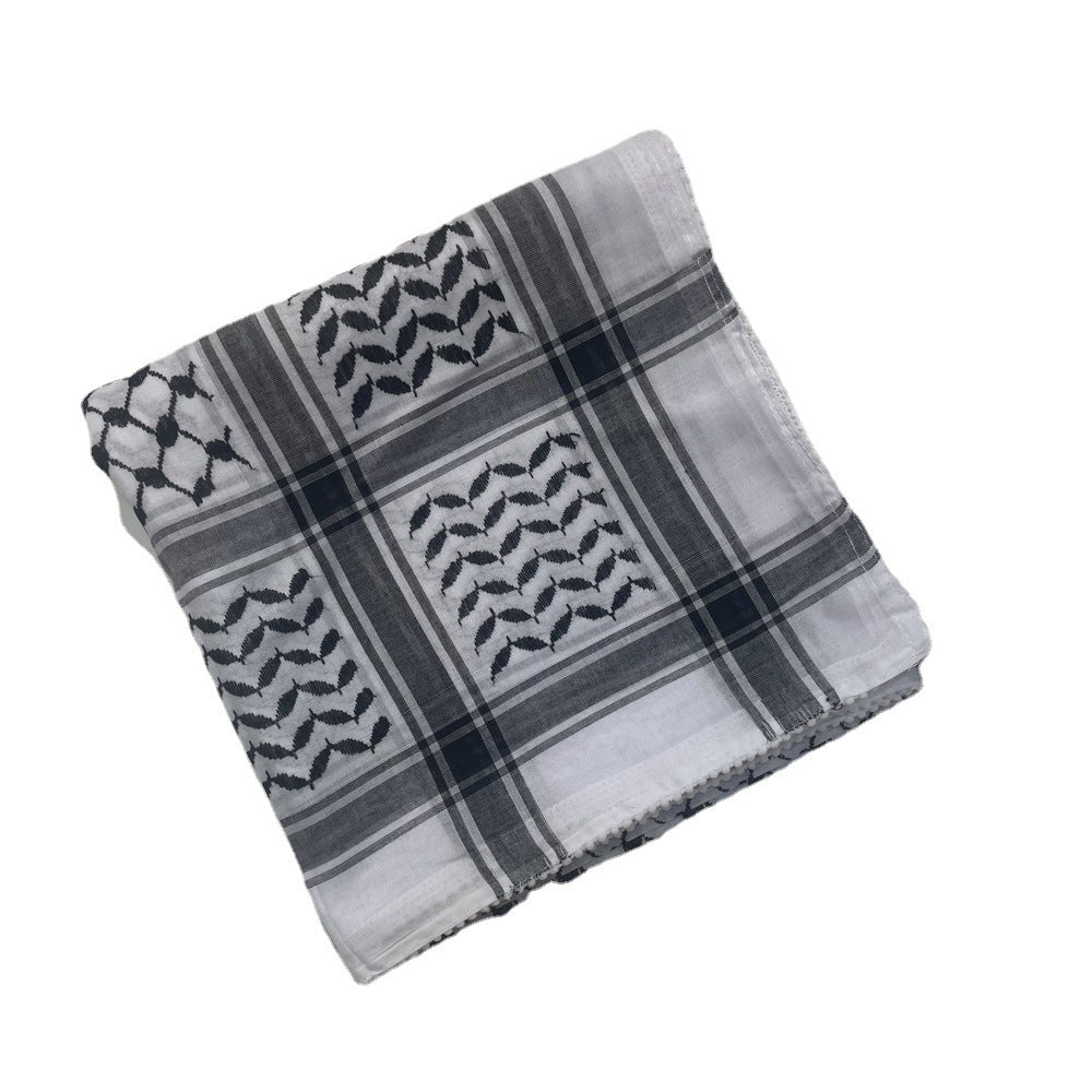 Keffiyeh Square Scarf Unisex Lightweight Multi Use Wrap.