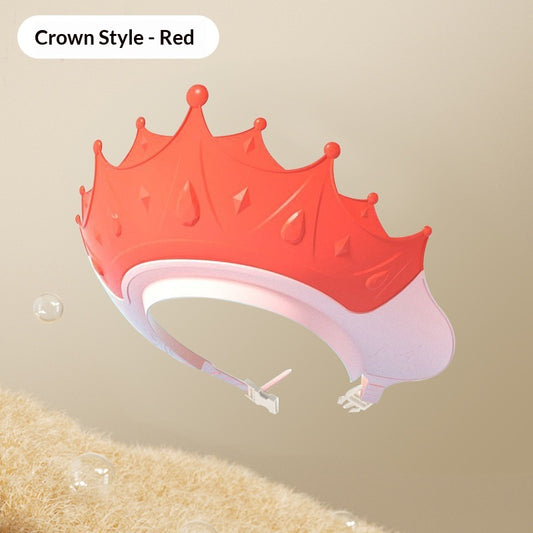 Toddler smiling while wearing shower crown during bath
Kids hair washing shield keeping water out of eyes
Parent washing child’s hair with no tears bath visor
Adjustable shower crown protecting child’s face from water
Happy bath time with kids using water shield crown