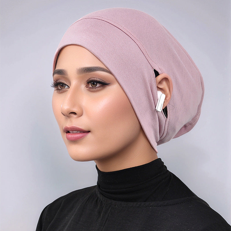 Breathable Hijab Tube Cap with Ear Hole – Non-Slip Underscarf for All-Day Comfort