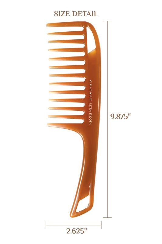 Orange comb with size details on a white background