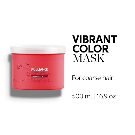 Wella Invigo Brilliance Vibrant Color Mask for coarse hair in a 500 ml jar, shown on a white background with black text detailing.