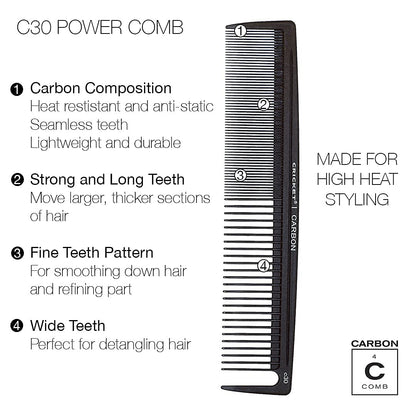 Carbon C20 cutting comb for precise hair sectioning and styling