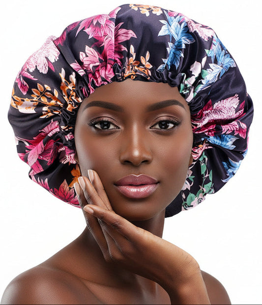 Adjustable satin sleep bonnet for frizz-free overnight hair protection
Double layer satin night cap for reducing hair breakage while sleeping
Floral satin hair bonnet secure fit for curly and straight hair care
Breathable adjustable sleep cap designed for smooth healthy hair