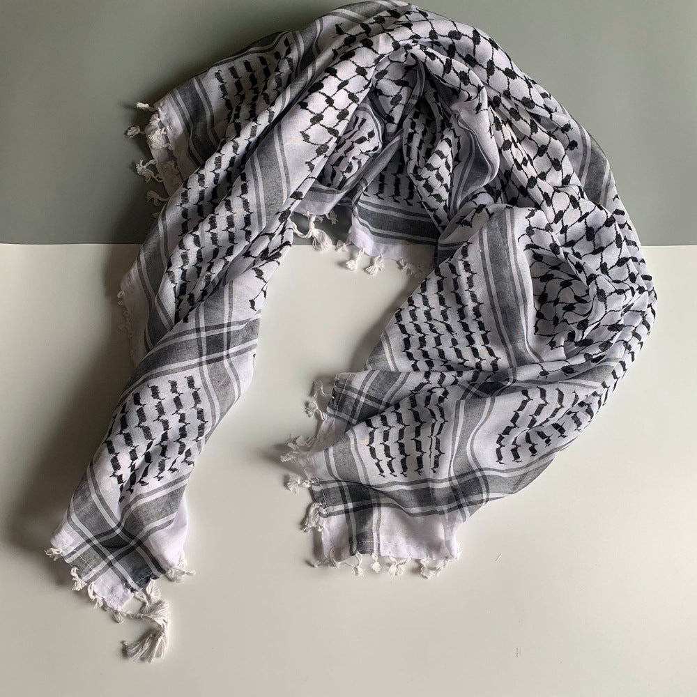 Keffiyeh Square Scarf Unisex Lightweight Multi Use Wrap.