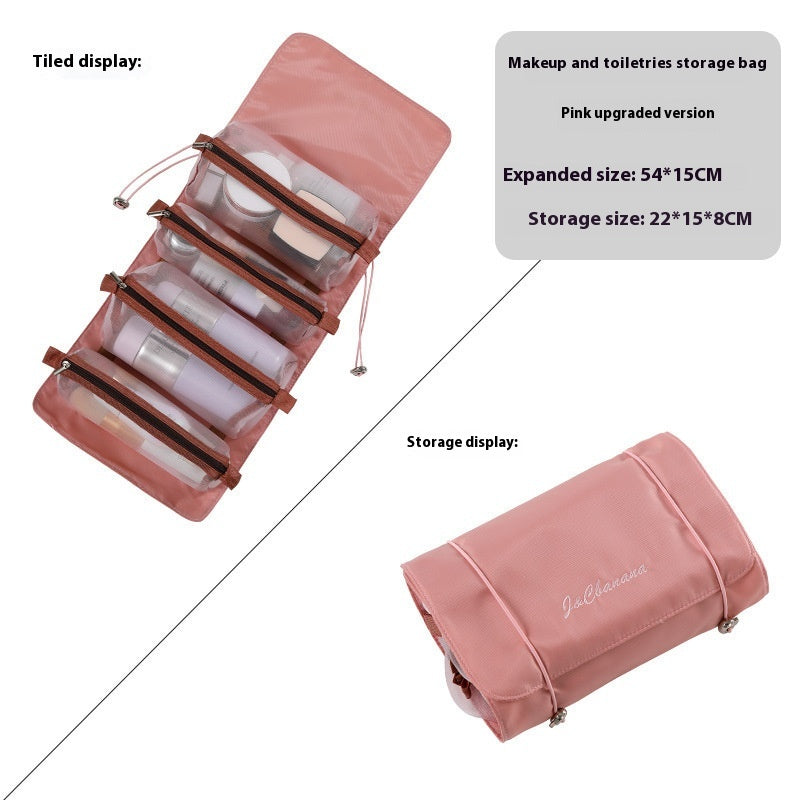 4-in-1 Travel Cosmetic Bag – Detachable Toiletry Organizer Roll-Up Storage Pouch.
