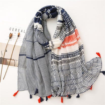 Retro Bohemian Cotton-Linen Scarf.